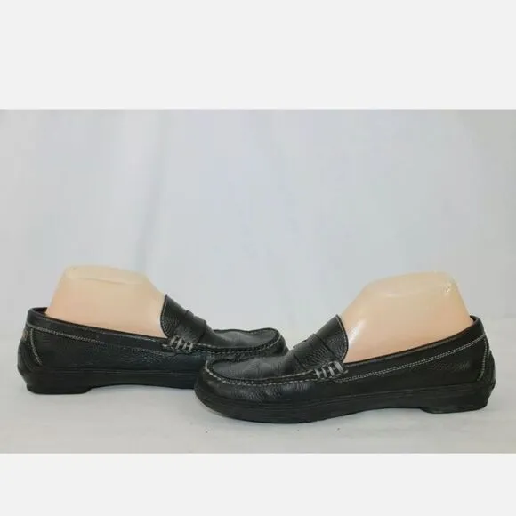 Men’s 8.5W Peter Millar Penny Driving Loafers Drivers Black Leather Slip On.