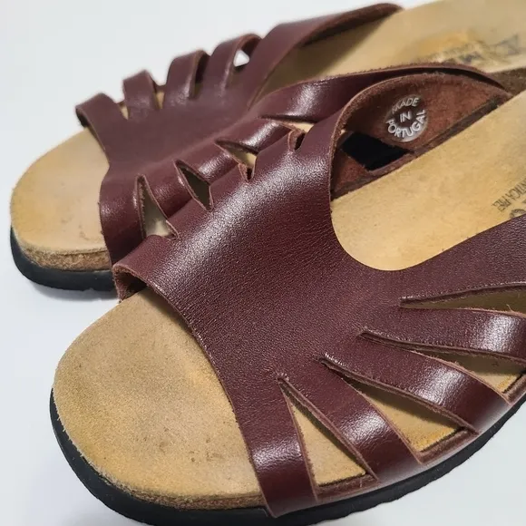 MEPHISTO‎ Brown Open Toe Slide Sandals Size 38