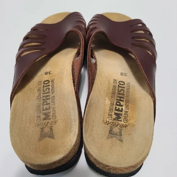 MEPHISTO‎ Brown Open Toe Slide Sandals Size 38