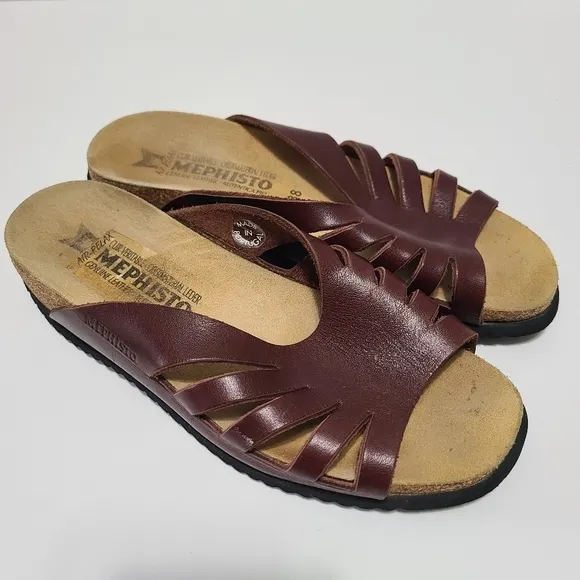 MEPHISTO‎ Brown Open Toe Slide Sandals Size 38