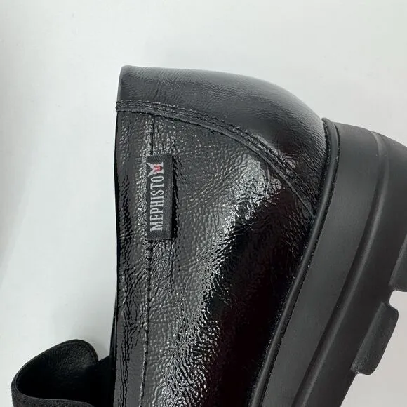 Mephisto Carima Penny Loafers NWOB Womens 7.5 Black Patent Air Jet Slip On Shoes