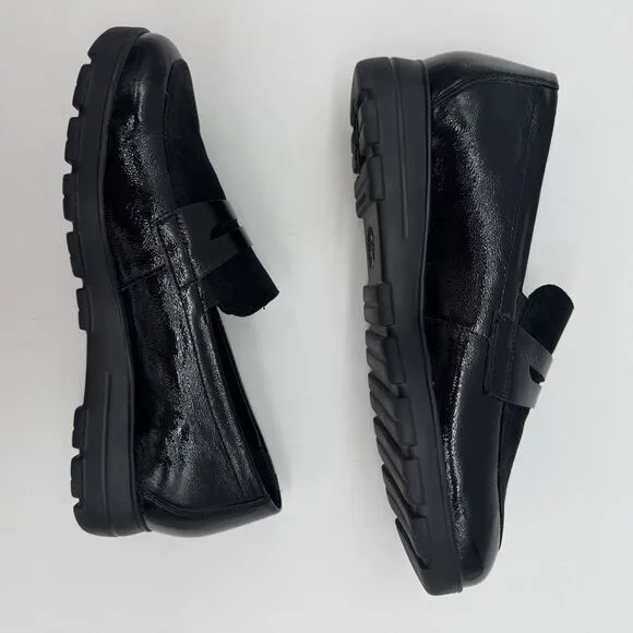 Mephisto Carima Penny Loafers NWOB Womens 7.5 Black Patent Air Jet Slip On Shoes