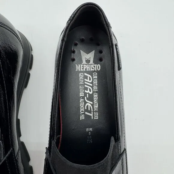 Mephisto Carima Penny Loafers NWOB Womens 7.5 Black Patent Air Jet Slip On Shoes