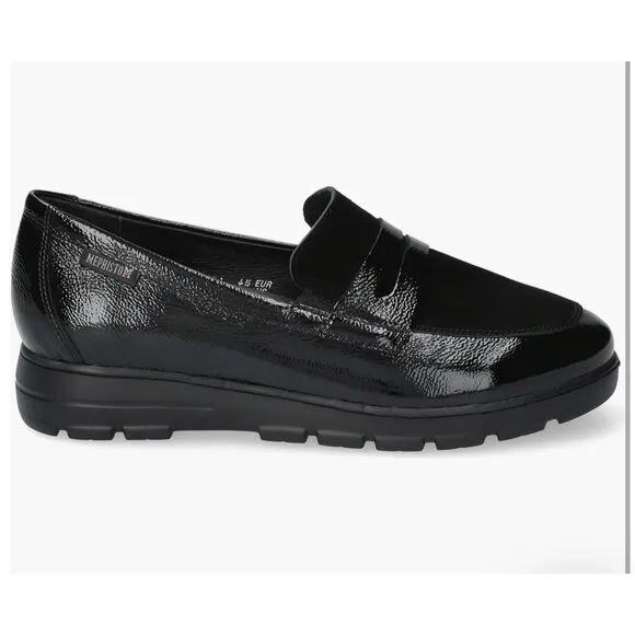 Mephisto Carima Penny Loafers NWOB Womens 7.5 Black Patent Air Jet Slip On Shoes