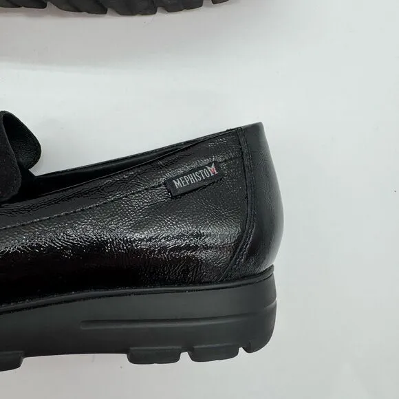 Mephisto Carima Penny Loafers NWOB Womens 7.5 Black Patent Air Jet Slip On Shoes