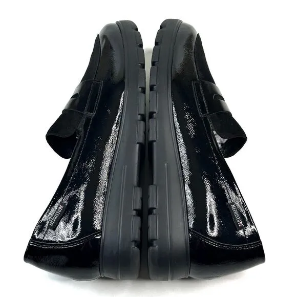 Mephisto Carima Penny Loafers Women's 9.5 Black Patent Leather Suede Air Jet New
