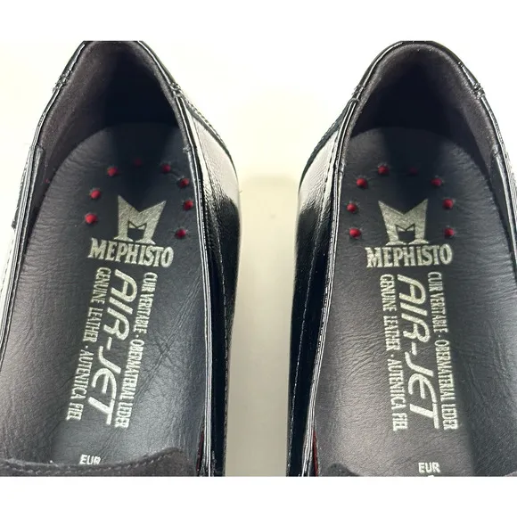 Mephisto Carima Penny Loafers Women's 9.5 Black Patent Leather Suede Air Jet New
