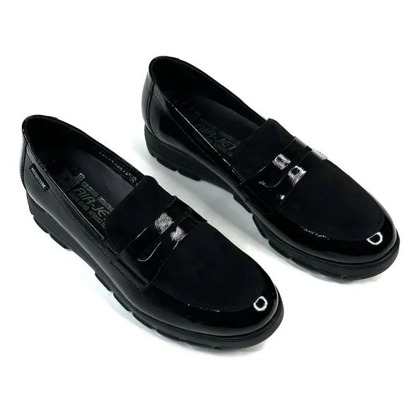 Mephisto Carima Penny Loafers Women's 9.5 Black Patent Leather Suede Air Jet New