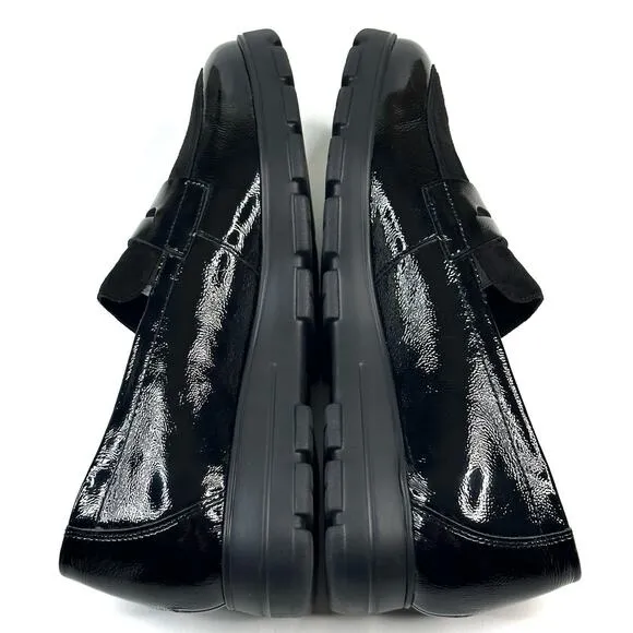 Mephisto Carima Penny Loafers Women's 9.5 Black Patent Leather Suede Air Jet New