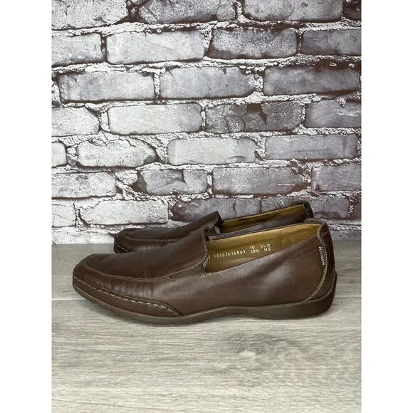Mephisto Loafers Men Sz 10.5 Brown Leather Slip On Moc Cool Air Driving