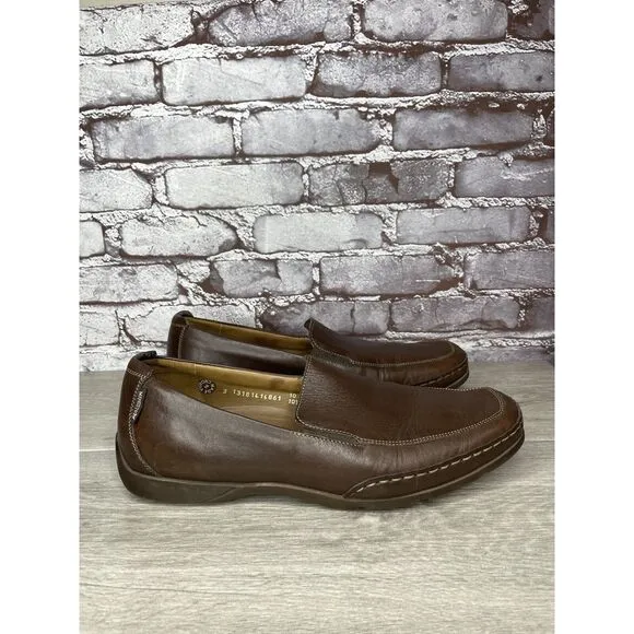 Mephisto Loafers Men Sz 10.5 Brown Leather Slip On Moc Cool Air Driving