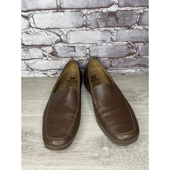Mephisto Loafers Men Sz 10.5 Brown Leather Slip On Moc Cool Air Driving