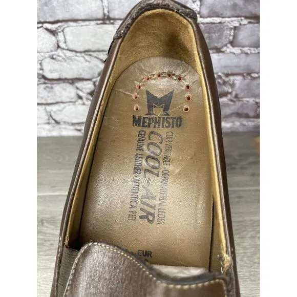 Mephisto Loafers Men Sz 10.5 Brown Leather Slip On Moc Cool Air Driving