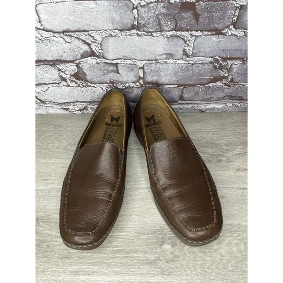 Mephisto Loafers Men Sz 10.5 Brown Leather Slip On Moc Cool Air Driving