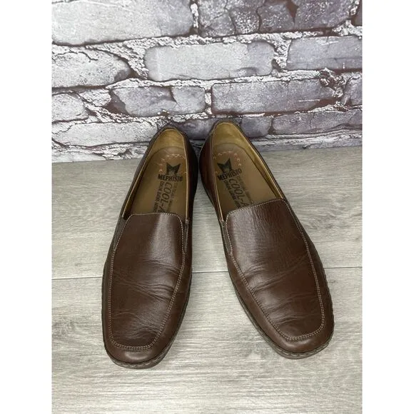 Mephisto Loafers Men Sz 10.5 Brown Leather Slip On Moc Cool Air Driving