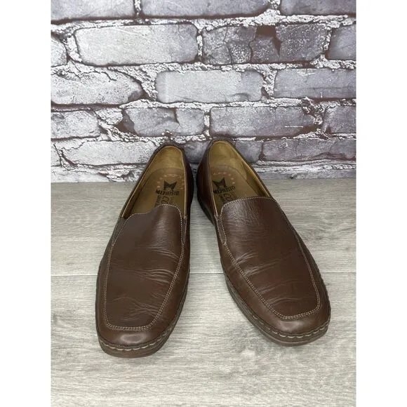 Mephisto Loafers Men Sz 10.5 Brown Leather Slip On Moc Cool Air Driving