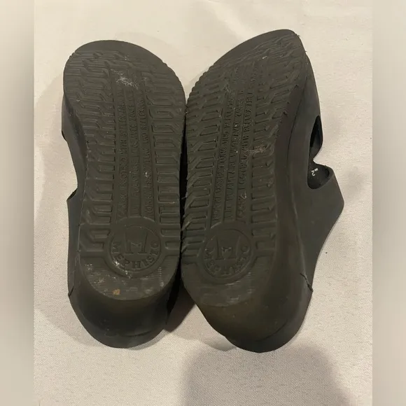 MEPHISTO Mobile Air Black Nubuck Buckle Wedge Sandals Women’s Size 8 (38)
