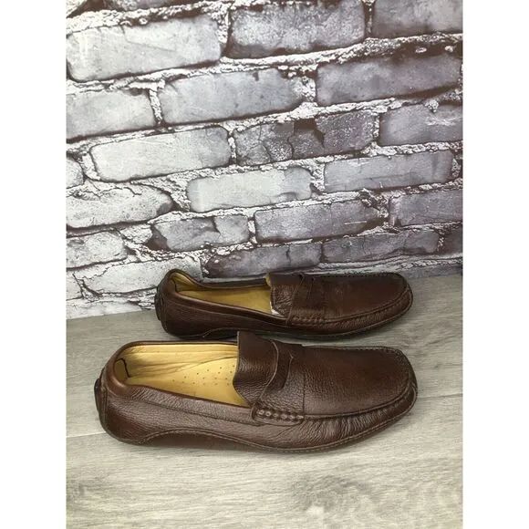 Mercanti Fiorentini Relax Brown Leather Driving Penny Loafers Shoes Men’s 13M US