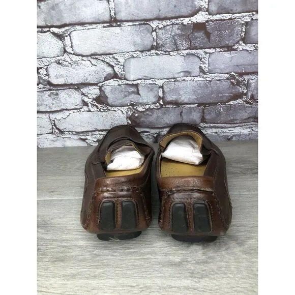 Mercanti Fiorentini Relax Brown Leather Driving Penny Loafers Shoes Men’s 13M US