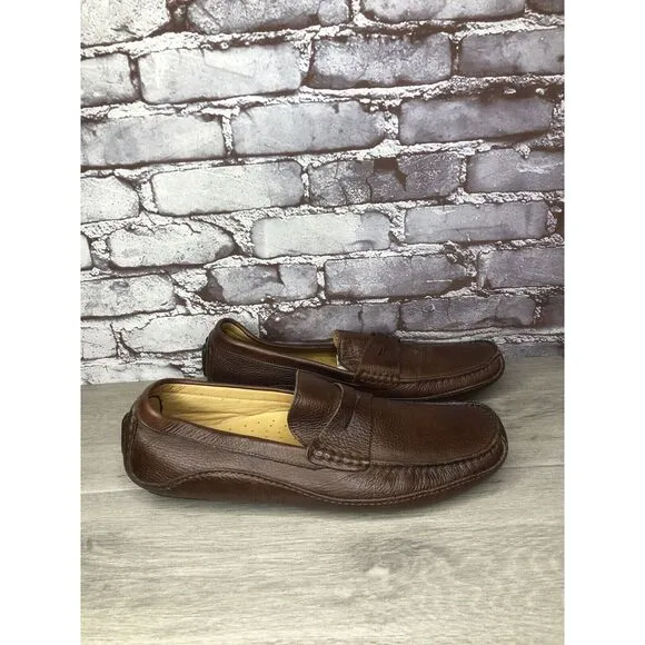 Mercanti Fiorentini Relax Brown Leather Driving Penny Loafers Shoes Men’s 13M US