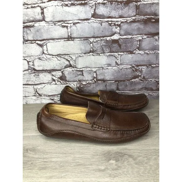 Mercanti Fiorentini Relax Brown Leather Driving Penny Loafers Shoes Men’s 13M US