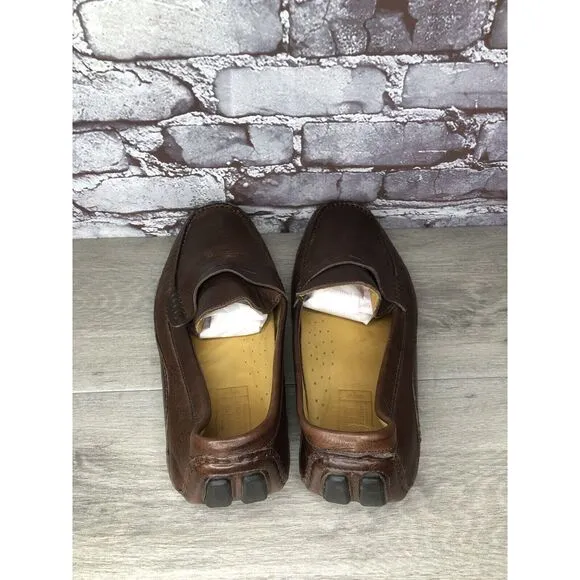 Mercanti Fiorentini Relax Brown Leather Driving Penny Loafers Shoes Men’s 13M US