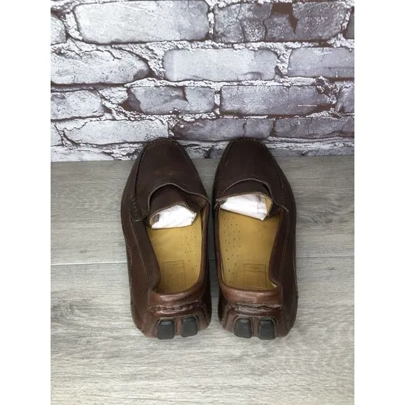 Mercanti Fiorentini Relax Brown Leather Driving Penny Loafers Shoes Men’s 13M US