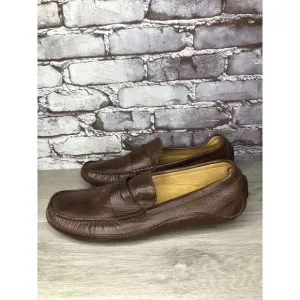 Mercanti Fiorentini Relax Brown Leather Driving Penny Loafers Shoes Men’s 13M US