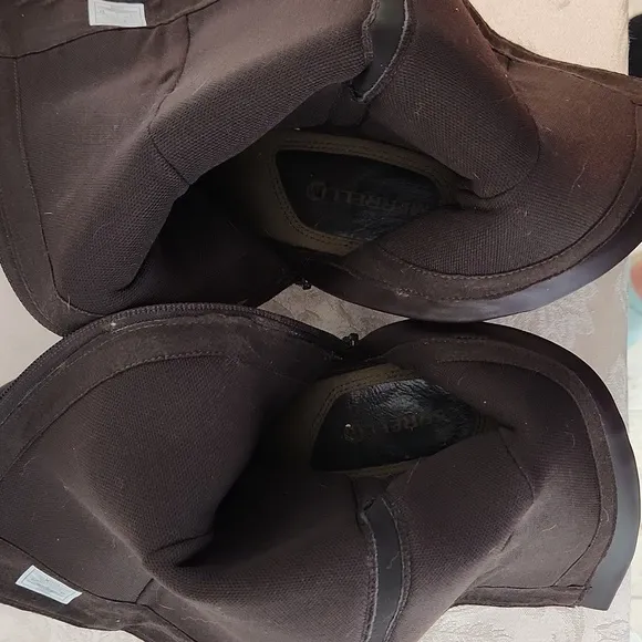Merrell Evera Fade espresso mid calf leather and suede heel boots