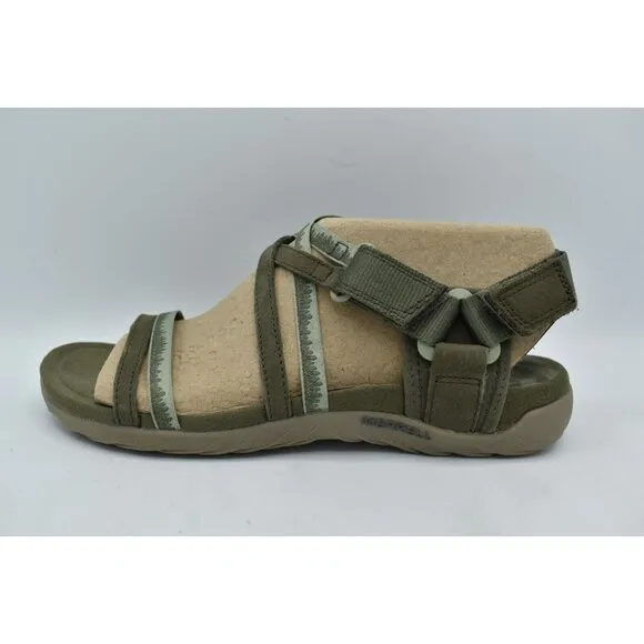 Merrell Womens Size 8 Terran 3 Cush Lattice Olive Open Toe Strappy Sandals Shoes