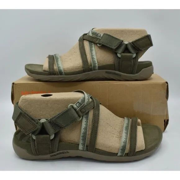Merrell Womens Size 8 Terran 3 Cush Lattice Olive Open Toe Strappy Sandals Shoes
