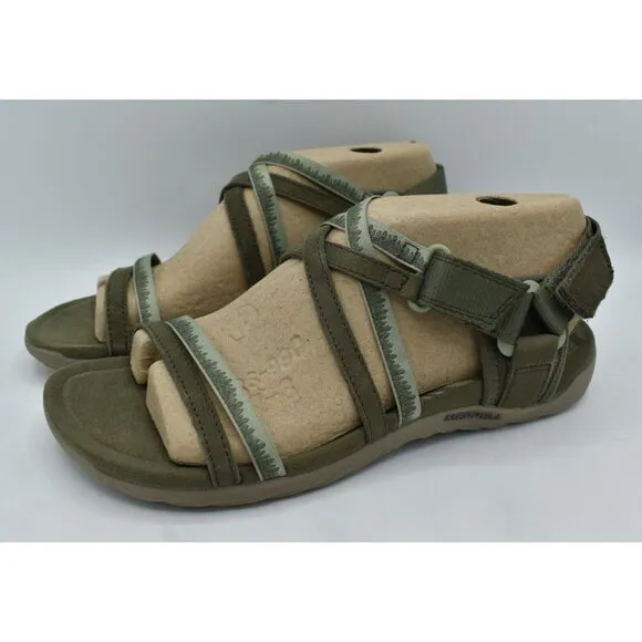 Merrell Womens Size 8 Terran 3 Cush Lattice Olive Open Toe Strappy Sandals Shoes