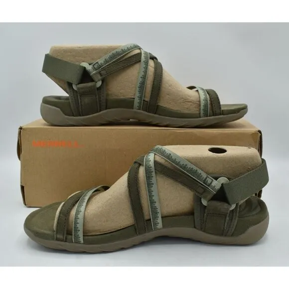 Merrell Womens Size 8 Terran 3 Cush Lattice Olive Open Toe Strappy Sandals Shoes