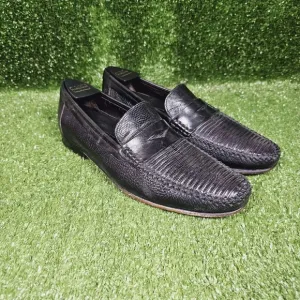 Mezlan‎ Genuine Lizard Black Leather Slip On Penny Loafers Mens Size US 8