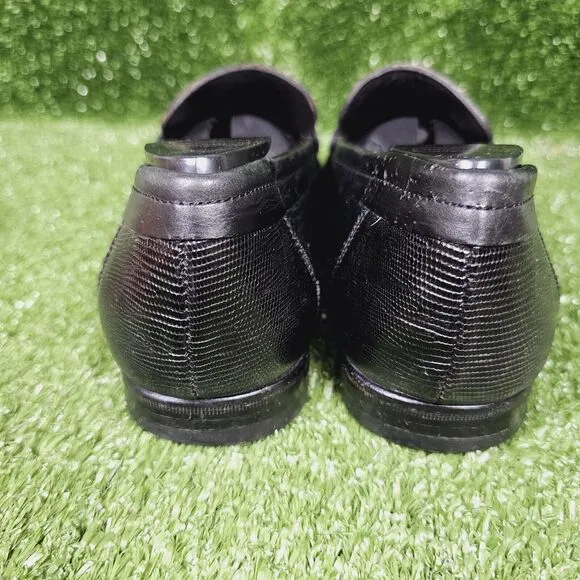 Mezlan‎ Genuine Lizard Black Leather Slip On Penny Loafers Mens Size US 8