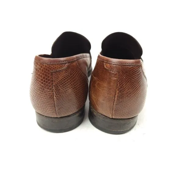Mezlan Paso Men's Size 10 M Lizard Lace Up Brown Spain Penny Loafers
