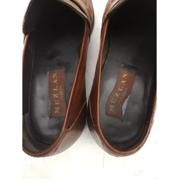 Mezlan Paso Men's Size 10 M Lizard Lace Up Brown Spain Penny Loafers