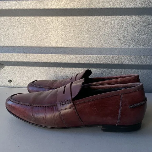M.GEMI The Volvo Due Tan Leather Penny Loafers Size 42.5 Made in‎ Italy