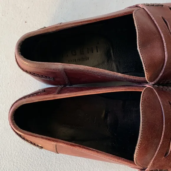 M.GEMI The Volvo Due Tan Leather Penny Loafers Size 42.5 Made in‎ Italy