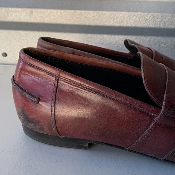 M.GEMI The Volvo Due Tan Leather Penny Loafers Size 42.5 Made in‎ Italy