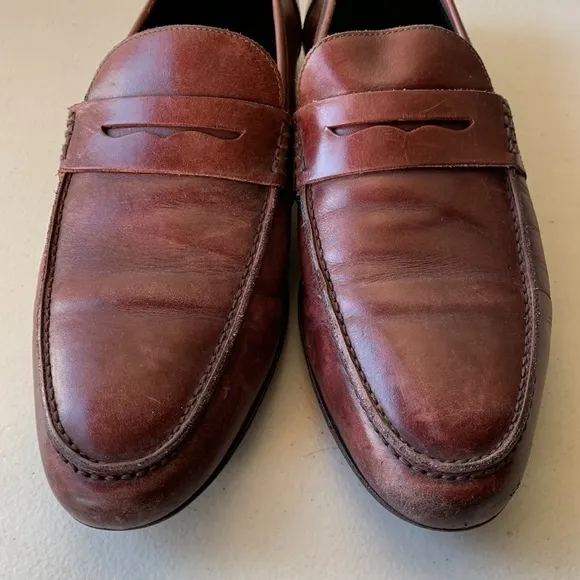 M.GEMI The Volvo Due Tan Leather Penny Loafers Size 42.5 Made in‎ Italy