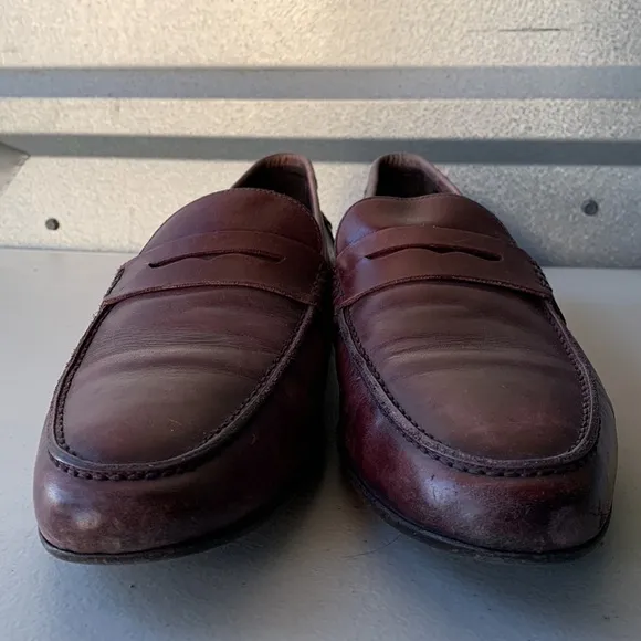 M.GEMI The Volvo Due Tan Leather Penny Loafers Size 42.5 Made in‎ Italy