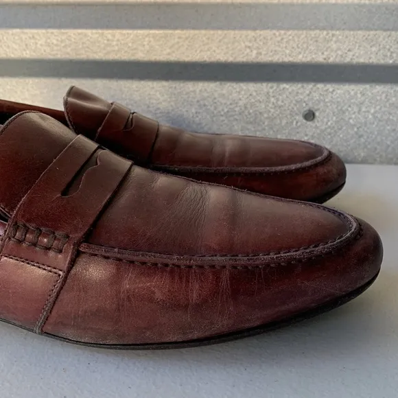 M.GEMI The Volvo Due Tan Leather Penny Loafers Size 42.5 Made in‎ Italy