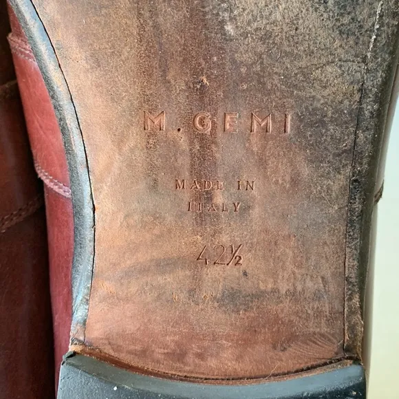 M.GEMI The Volvo Due Tan Leather Penny Loafers Size 42.5 Made in‎ Italy