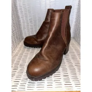 Mia Avya Jody Y2K Black Moto Boot Chunky Lug Platform Heel Shoe Grunge Brown 10
