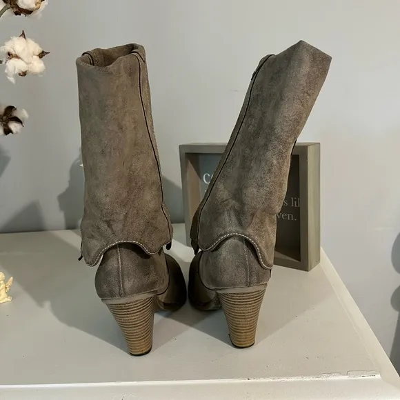 Mia Boutique Boots Mid Calf TaupeHeeled Womens 6
