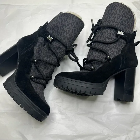 Michael Kors Black Heeled Boots with Chunky Sole