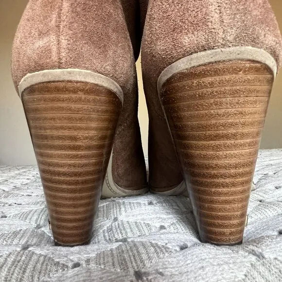 Michael Kors Cognac Brown Suede Mid Calf Pull On Western Boots Women’s 8.5 M