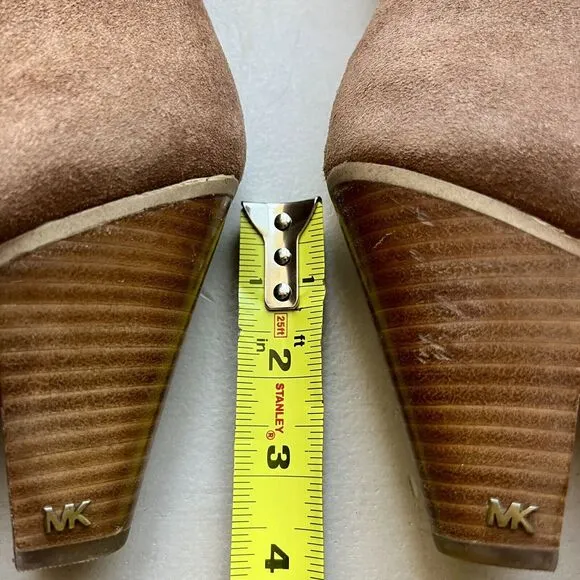 Michael Kors Cognac Brown Suede Mid Calf Pull On Western Boots Women’s 8.5 M