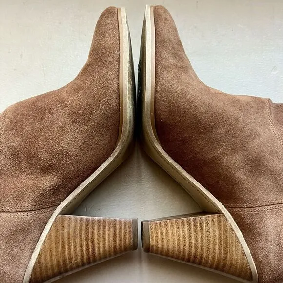 Michael Kors Cognac Brown Suede Mid Calf Pull On Western Boots Women’s 8.5 M